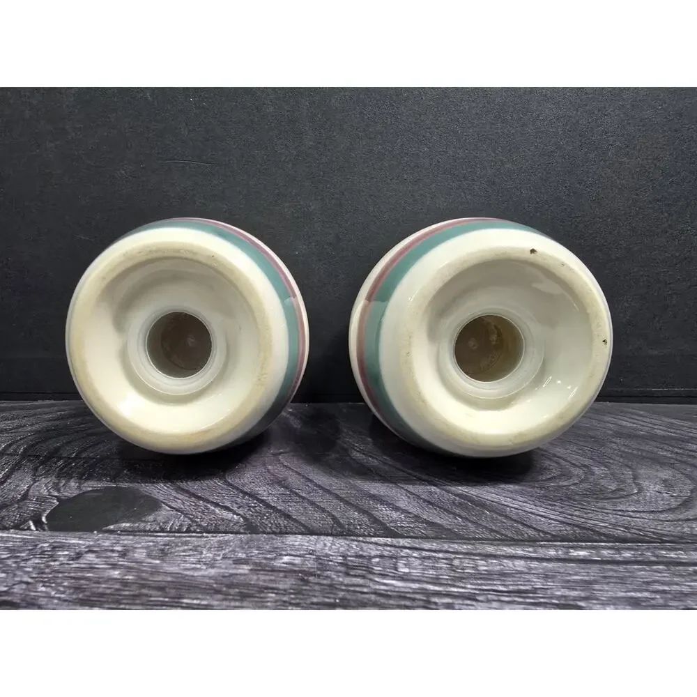 Vintage Pfaltzgraff Juniper Salt and Pepper Shakers Set Stoneware Teal Mauve USA